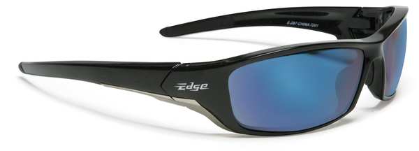 Safety Glasses, Wraparound Blue Mirror Polycarbonate Lens, Scratch-Resistant