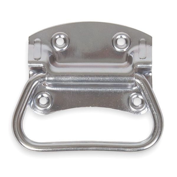 Handle, Chest, 4 1/16 In, Polished Zinc, Unthr. Through Holes