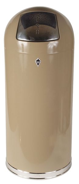 15 gal Round Trash Can, Beige, 15 1/4 in Dia, Swing, Steel