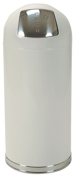 15 gal Round Trash Can, White, 15 1/4 in Dia, Swing, Steel