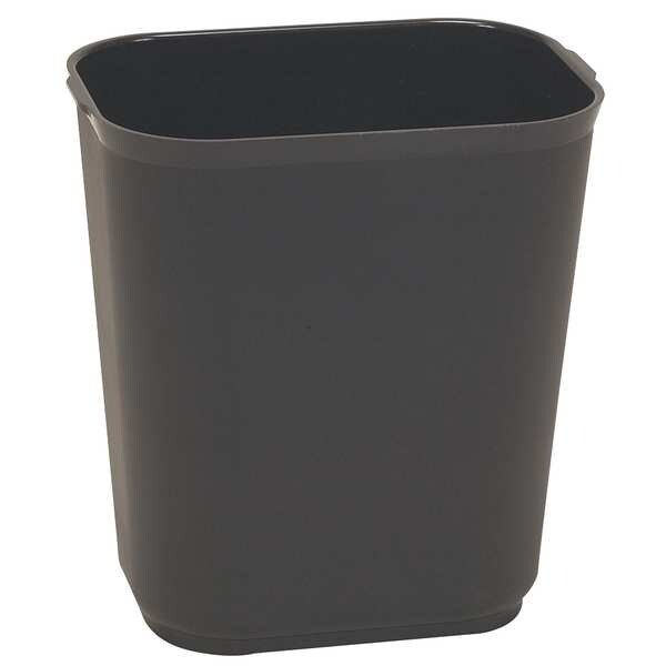 7 gal Rectangular Trash Can, Black, 10 1/2 in Dia, None, Fiberglass