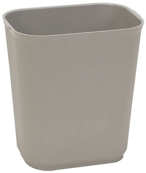 3-1/2 gal Rectangular Trash Can, Gray, 8 1/4 in Dia, None, Fiberglass