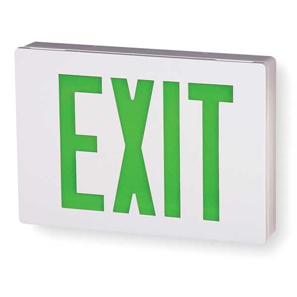 Exit Sign, Alum, Wht, 11 3/8in, 2W
