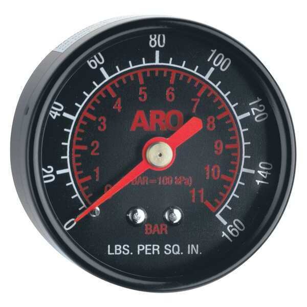 Pressure Gauge, 0 to 160 psi, 1/8 in MNPT, Plastic, Black