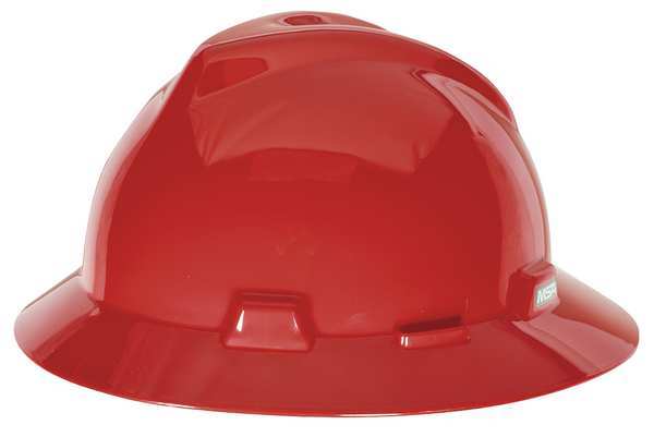 Full Brim Hard Hat, Type 1, Class E, Ratchet (4-Point), Red