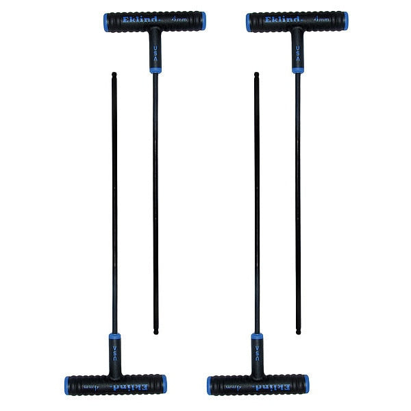 Metric Plain Ball Hex Key, 4 mm Tip Size, 9 in Long, 3 in Short