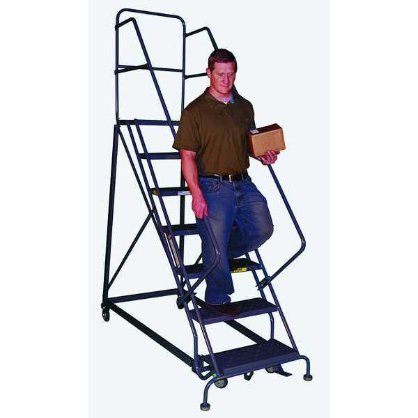 126 in H Steel Rolling Ladder, 9 Steps