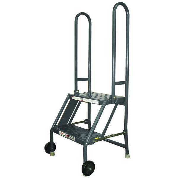 44 in H Steel Tilt and Roll Ladder, 2 Steps