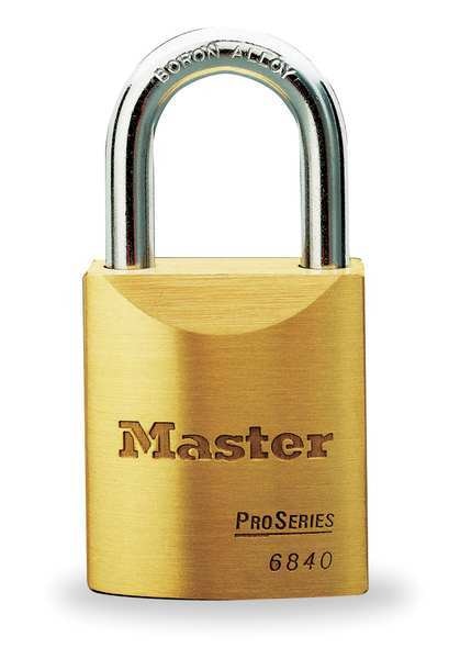 Padlock, Keyed Alike, Standard Shackle, Rectangular Brass Body, Boron Shackle, 25/32 in W