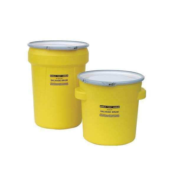 Open Head Salvage Drum, Polyethylene, 30 gal, Unlined, Yellow