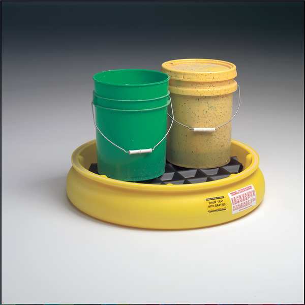 Pail Spill Containment Pallet, 5 gal Spill Capacity, 1 Drum, Polyethylene