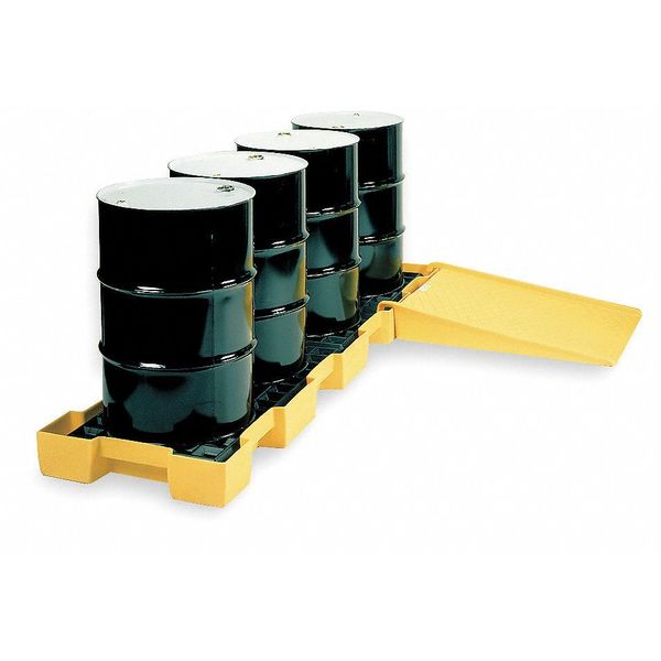 Inline Drum Spill Containment Platform, 60.5 gal Spill Capacity, 4 Drum, 10,000 lb., Polyethylene