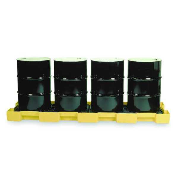 Inline Drum Spill Containment Platform, 60.5 gal Spill Capacity, 4 Drum, 10,000 lb., Polyethylene