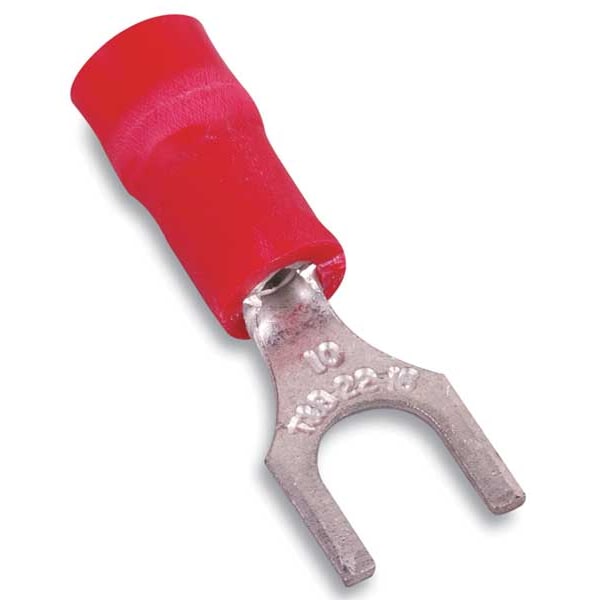 22-16 AWG Vinyl Fork Terminal #10 Stud PK100