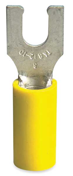 12-10 AWG Vinyl Locking Fork Terminal #8 Stud PK50