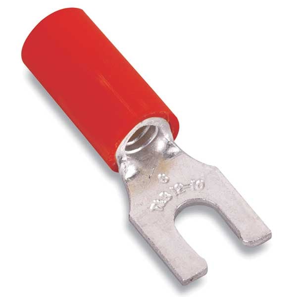 22-16 AWG Vinyl Locking Fork Terminal #8 Stud PK100