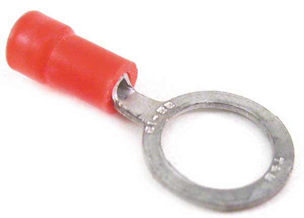 22-16 AWG Vinyl Ring Terminal #4 Stud PK100