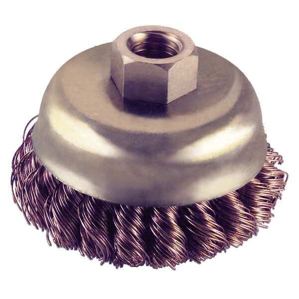 Knot Wire Cup Wire Brush, Threaded Arbor, 3