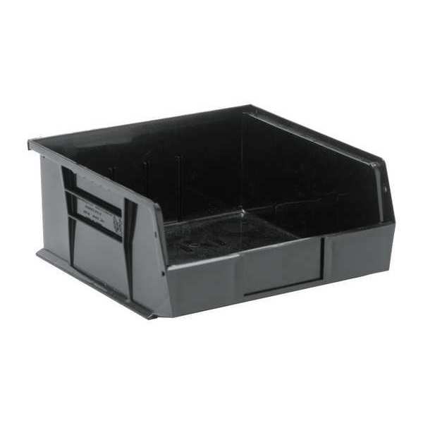 Hang & Stack Storage Bin, Black, Polypropylene, 10 7/8 in L x 11 in W x 5 in H, 50 lb Load Capacity