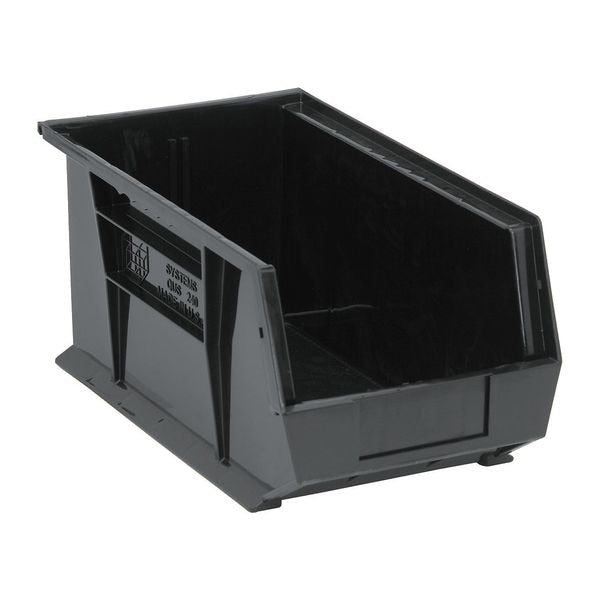 Hang & Stack Storage Bin, Black, Carbon Filled Copolymer Polypropylene, 60 lb Load Capacity