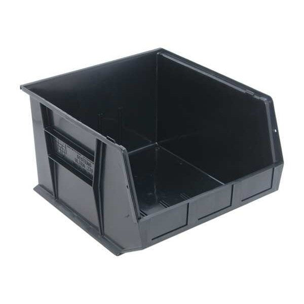 Hang & Stack Storage Bin, Black, Polypropylene, 18 in L x 16.5 in W x 11 in H, 75 lb Load Capacity