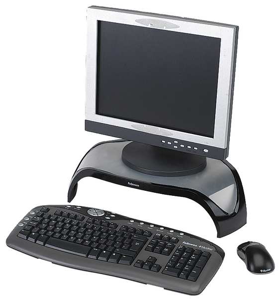 Corner Monitor Riser, Plastic, Black/Slvr