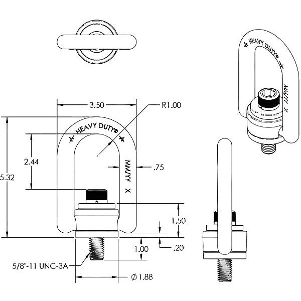 Heavy Duty Hoist Ring, 4000 lb. WLL