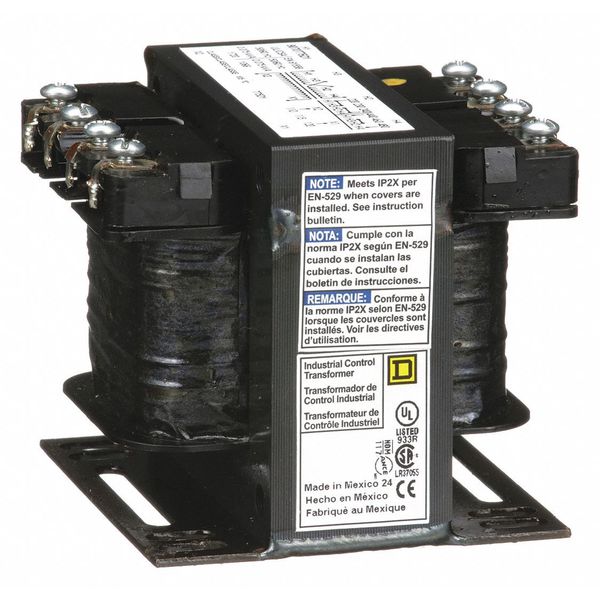 Control Transformer, 75VA, 4.43 In. H, Mounting: Panel