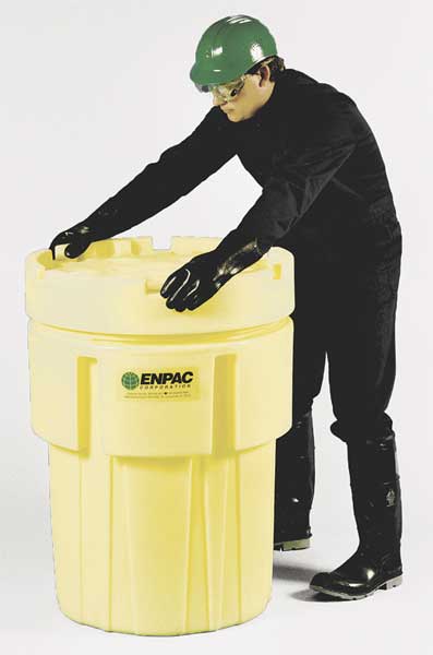 Open Head Salvage Drum, Polyethylene, 65 gal, Unlined, Yellow