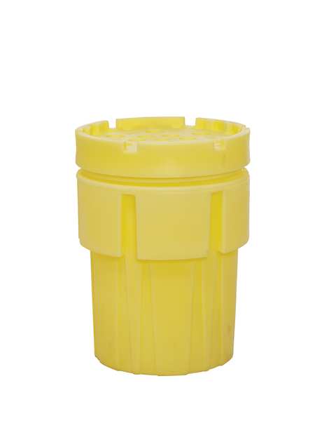 Open Head Salvage Drum, Polyethylene, 65 gal, Unlined, Yellow