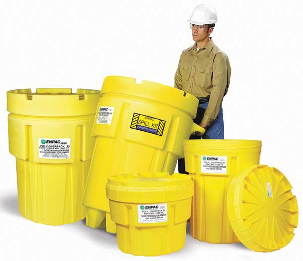 Open Head Salvage Drum, Polyethylene, 30 gal, Unlined, Yellow