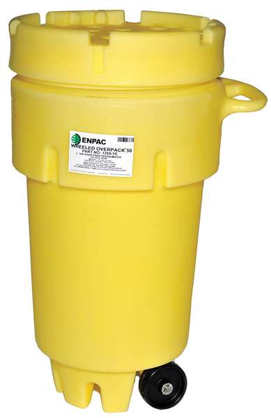Open Head Salvage Drum, Polyethylene, 50 gal, Unlined, Yellow