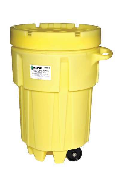 Open Head Salvage Drum, Polyethylene, 95 gal, Unlined, Yellow