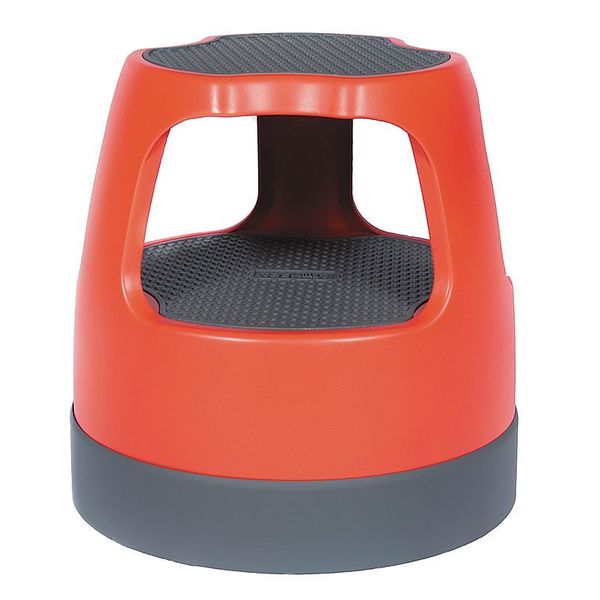 2 Steps, Plastic Step Stool, 300 lb. Load Capacity, Red