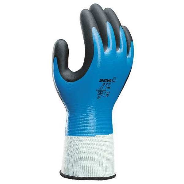 Foam Nitrile Coated Gloves, Full Coverage, Black/Blue, L, PR