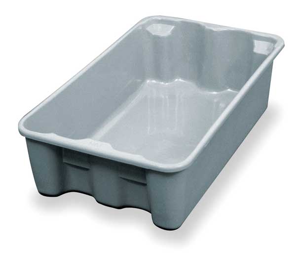 Stack & Nest Container, Gray, Fiberglass Reinforced Composite, 19 3/4 in L, 12 1/2 in W, 6 in H
