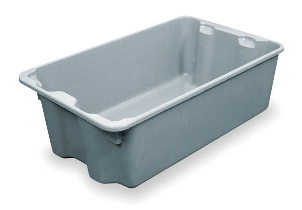 Stack & Nest Container, Gray, Fiberglass Reinforced Composite, 24 1/4 in L, 14 3/4 in W, 8 in H