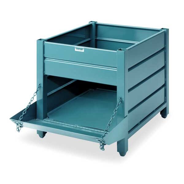 Green Bulk Container, Steel, 36.4 cu ft Volume Capacity