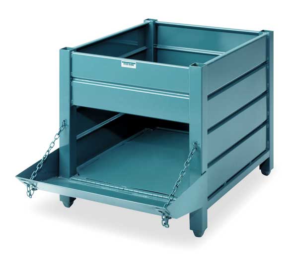 Green Bulk Container, Steel, 5 cu ft Volume Capacity