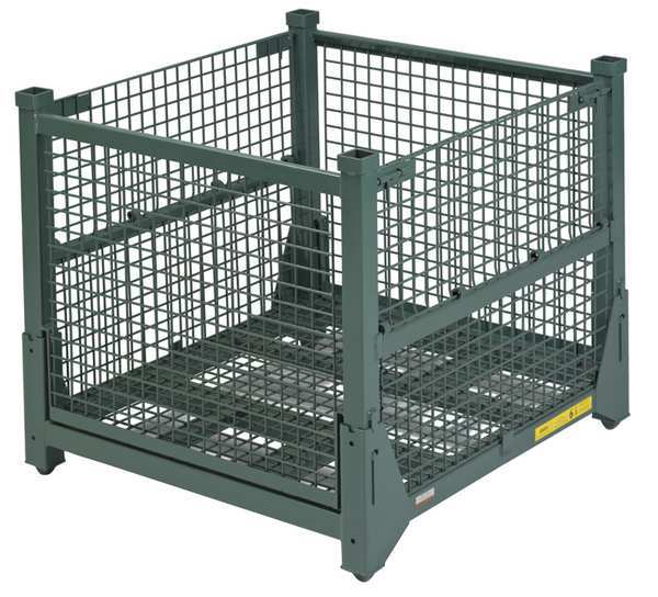 Green Collapsible Bulk Container, Steel, 18.4 cu ft Volume Capacity