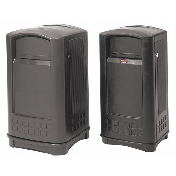 50 gal Square Trash Can, Dark Green, 25 1/4 in Dia, Swing, HDPE