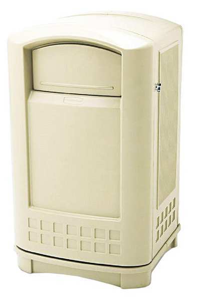 35 gal Rectangular Trash Can, Black, 20 1/4 in Dia, Swing, Plastic