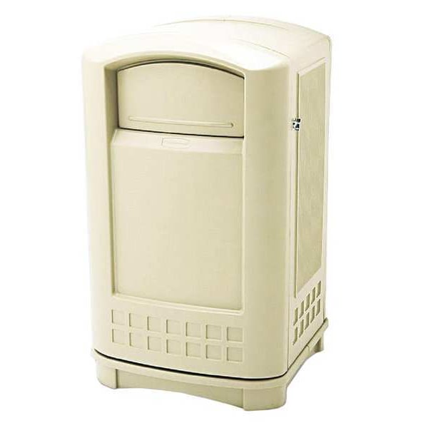 50 gal Square Trash Can, Dark Green, 25 1/4 in Dia, Swing, HDPE