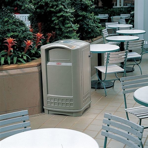 50 gal Square Trash Can, Dark Green, 25 1/4 in Dia, Swing, HDPE
