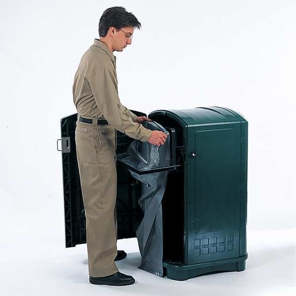 50 gal Rectangular Trash Can, Beige, 25 1/4 in Dia, Swing, HDPE