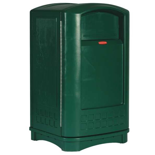 50 gal Square Trash Can, Dark Green, 25 1/4 in Dia, Swing, HDPE
