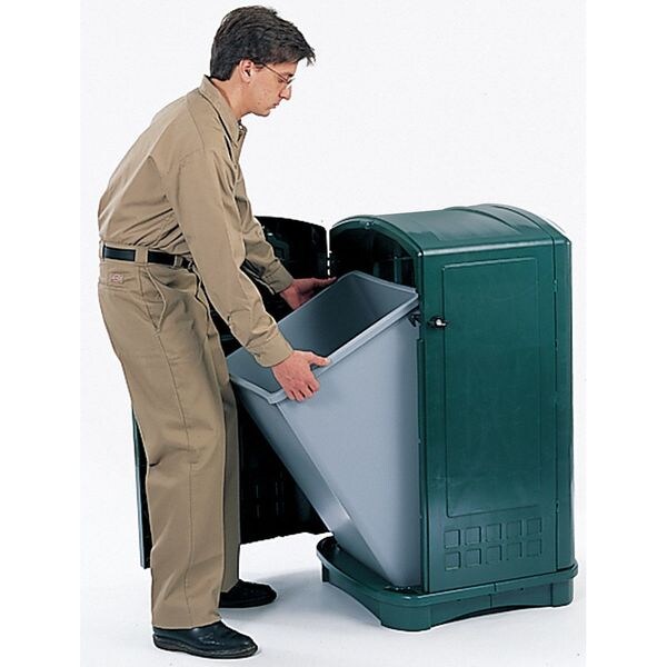 50 gal Square Trash Can, Dark Green, 25 1/4 in Dia, Swing, HDPE