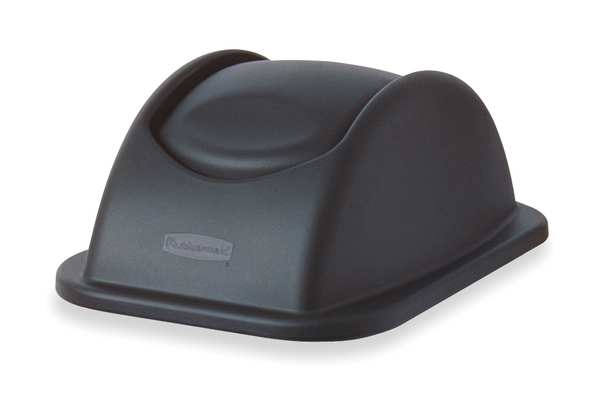 7 gal Swing Wastebasket Lid, 11 in W/Dia, Black, Resin, 1 Openings
