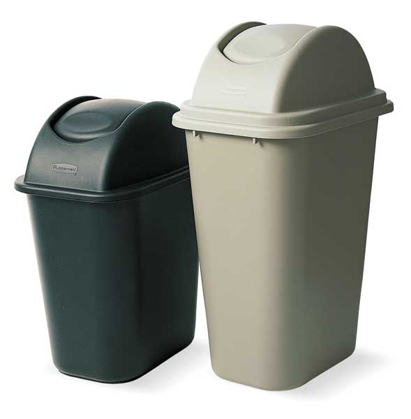 7 gal Swing Wastebasket Lid, 11 in W/Dia, Black, Resin, 1 Openings