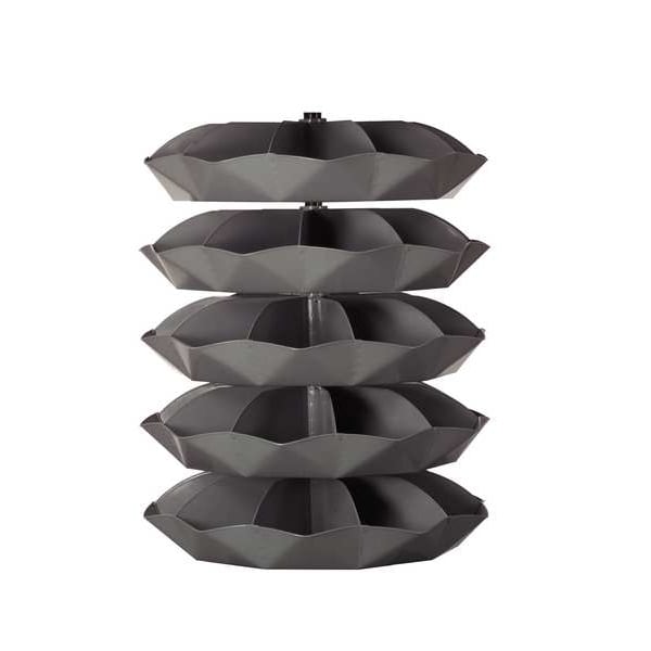 Prime Cold Rolled Steel Revolving Storage Bin, 44 in D x 57 1/2 in H x 44 in W, 5 Shelves, Gray